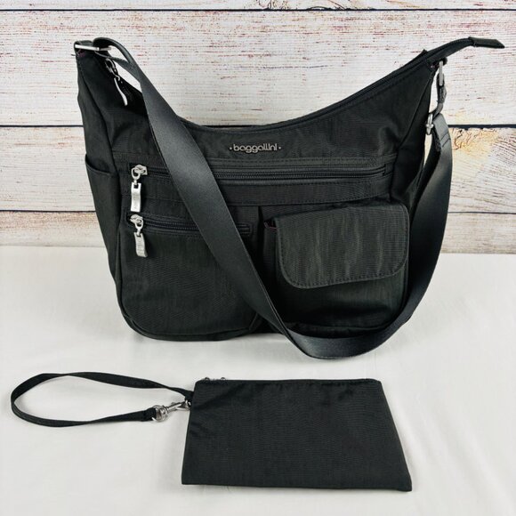 Baggallini Everywhere Green Crossbody Hobo Bag and Wristlet - Picture 1 of 15